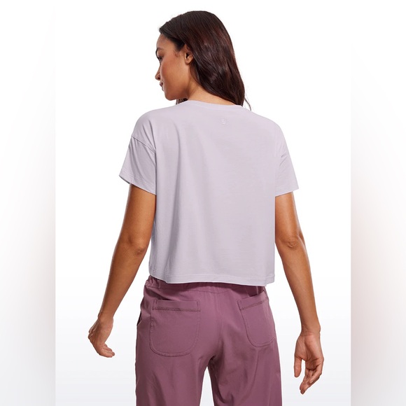 Pima Cotton Short Sleeves Cropped Crew Neck - Picture 2 of 4